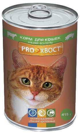 12 шт. Полнорационный влажный корм ПРОХВОСТ консервы для кошек Мясное ...