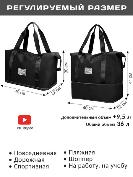 Сумка дорожная складная для поездок путешествий ручная кладь на чемодан ...