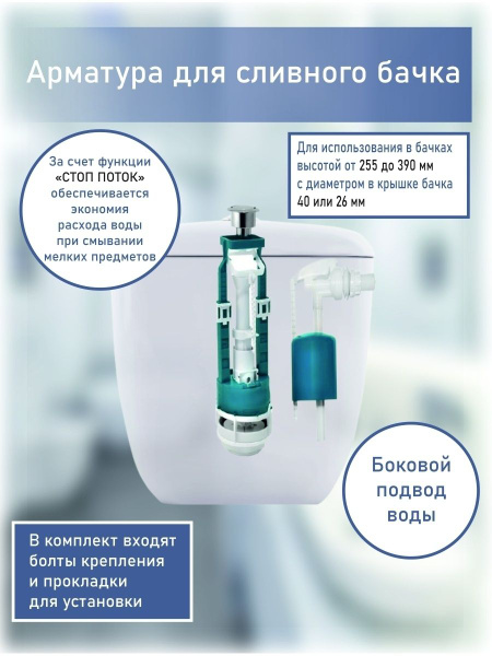 Арматура сливная в бачок унитаза боковой клапан внутренности купить по ...
