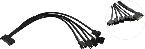 Переходник питания для вентиляторов 1SATA-> 5х4pin, 20 см - купить с ...