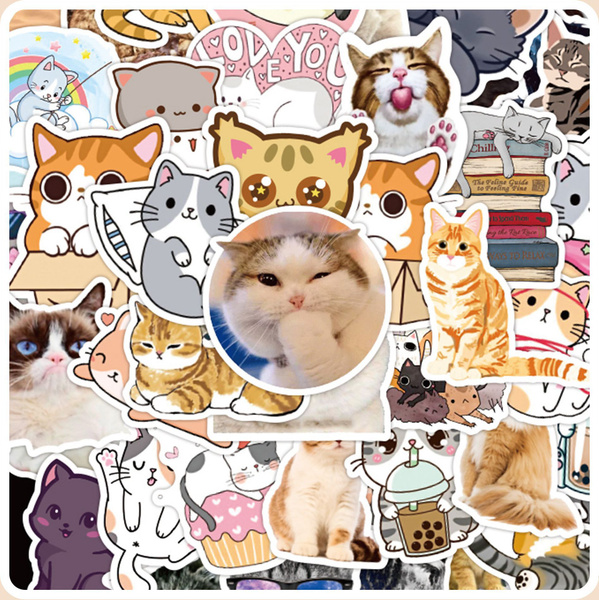 Наклейки милые Котики / Cats В водостойкие 50шт (6-8см) - купить с ...