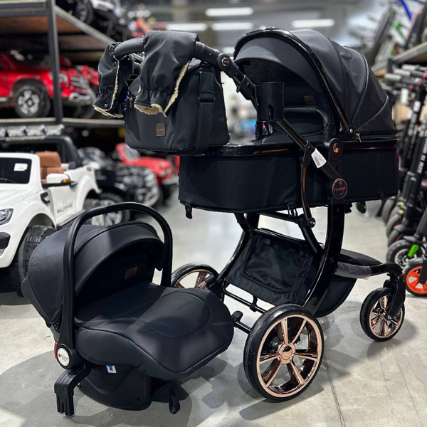 Коляска-трансформер 3 в 1 Luxmom 608 экокожа Darex NEW Черная. - купить ...