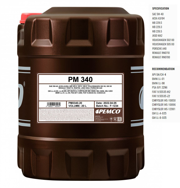 Масло моторное PEMCO 5W-40 Синтетическое - купить в интернет-магазине ...