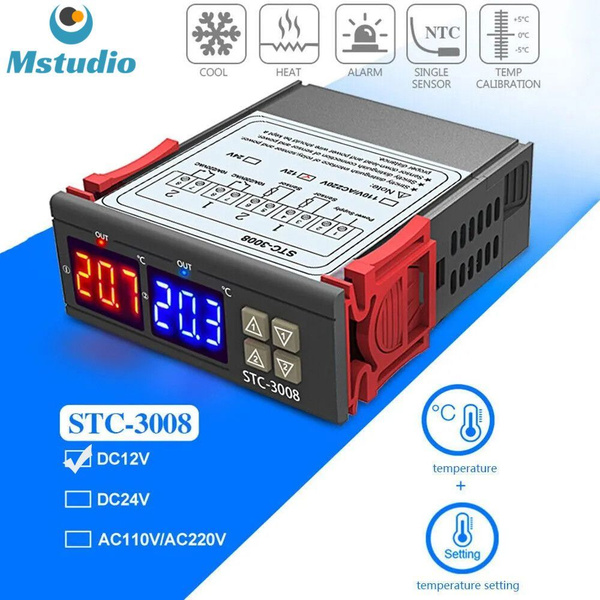 Терморегулятор STC-3008 12В Программируемый цифровой контроллер ...