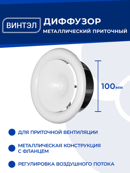 Диффузор приточный ВИНТЭЛ, анемостат для вентиляции металлический ...