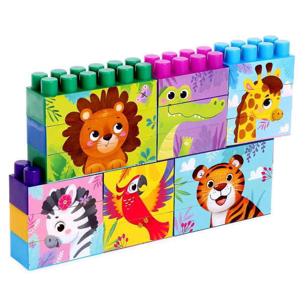 Конструктор №13 Весёлый зоопарк, 18 деталей, по методике Монтессори ...