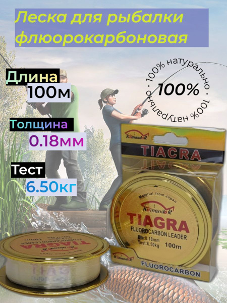Флюорокарбоновая леска для рыбалки Komandor Тиагра по 100 м купить по ...