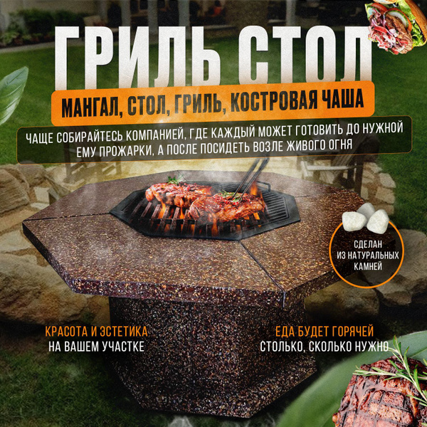 Гриль стол 1700*1600, фактура Песчаная буря - купить с доставкой по ...