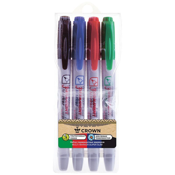 Строительные перманентные цветные маркеры Crown Multi Marker Super Slim ...