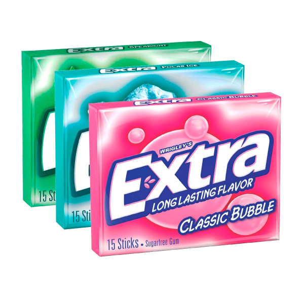 Жевательная резинка Wrigley's Extra - набор 3 вкуса (Classic Bubble ...