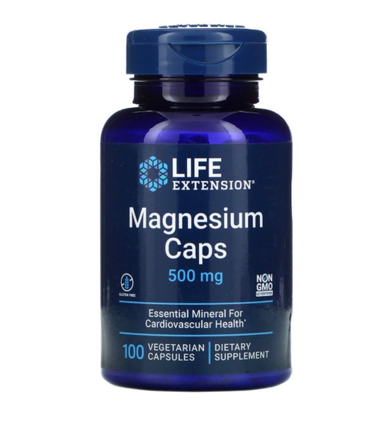 Магний, Magnesium Caps, 500 мг, 100 капсул, Life Extension - купить с ...
