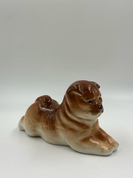 Фарфоровая Статуэтка Собака Чау-Чау ЛФЗ Длина 16 см СССР Винтаж ...