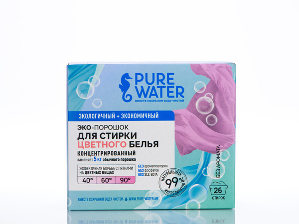 Характеристики Pure Water Стиральный порошок 800 г 40 стирок Для ...