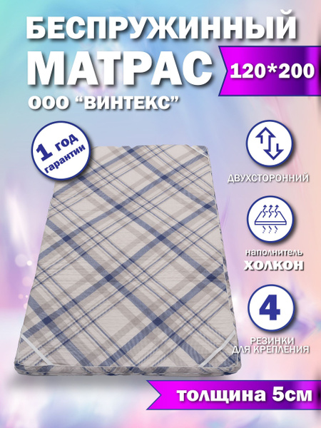Матрас Матрасы-из-холкона_разноцветный, Беспружинный, 120 - купить по ...