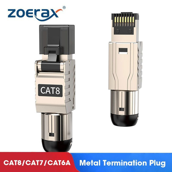 ZoeRax RJ45 CAT8 CAT7 Cat6A Разъемы RJ45 Металлическая заглушка без ...