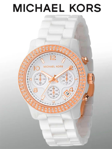 Женские наручные часы Michael Kors со стразами белые кварцевые ...