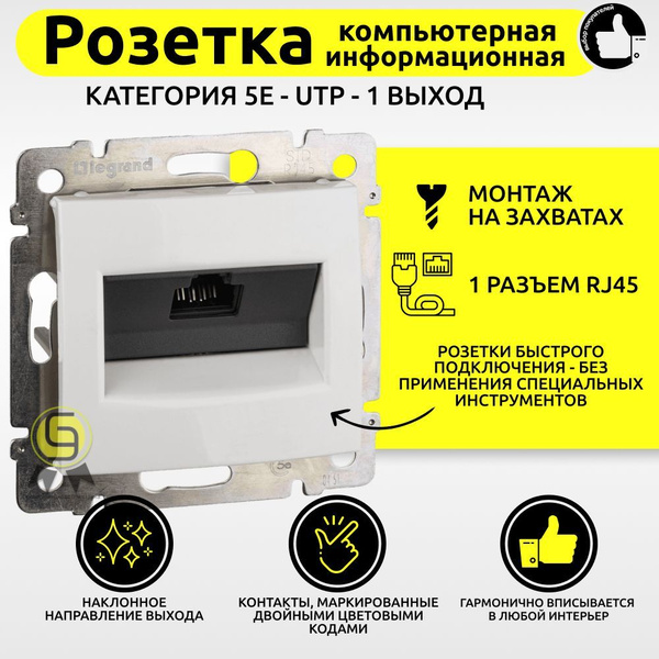 Информационная розетка Legrand Valena RJ45 категория 5e UTP 1 выход ...