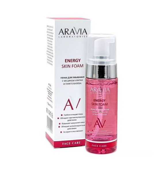 ARAVIA LABORATORIES Пенка для умывания с муцином улитки и гинкго билоба ...