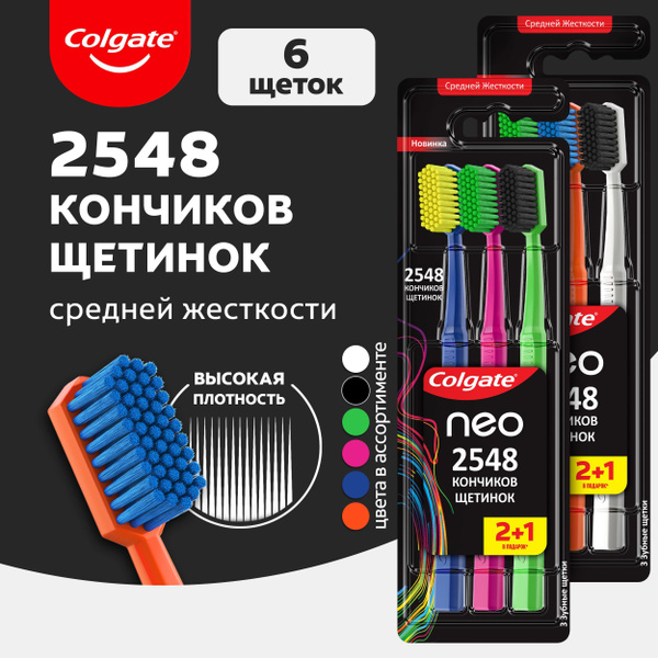 Зубная щетка Colgate Neo 2548 Кончиков щетинок, средней жесткости ...