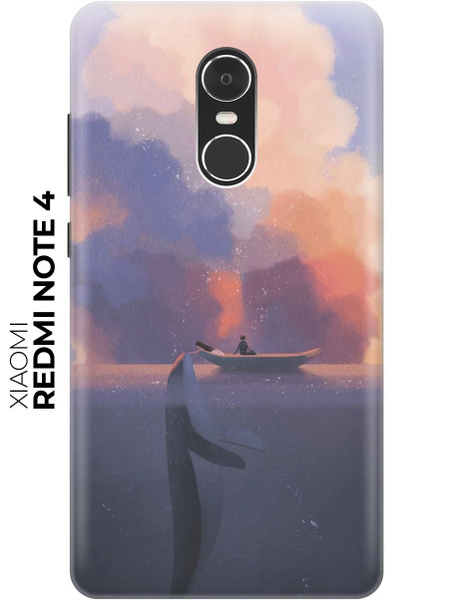 Силиконовый чехол Кит и облака на Xiaomi Redmi Note 4 / Note 4X / Сяоми ...
