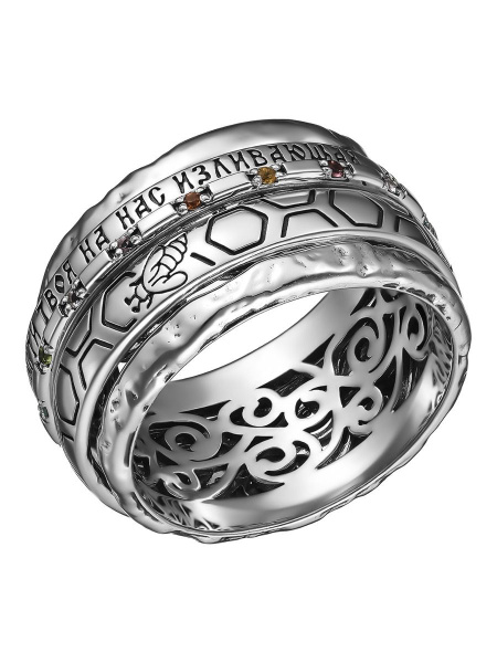 Кольцо из серебра 925 пробы киккская икона божией матери с турмалинами ...