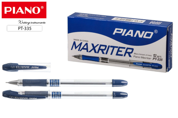 Ручка шариковая PIANO MAXRITER PT-335, набор, 12 штук, синий - купить с ...