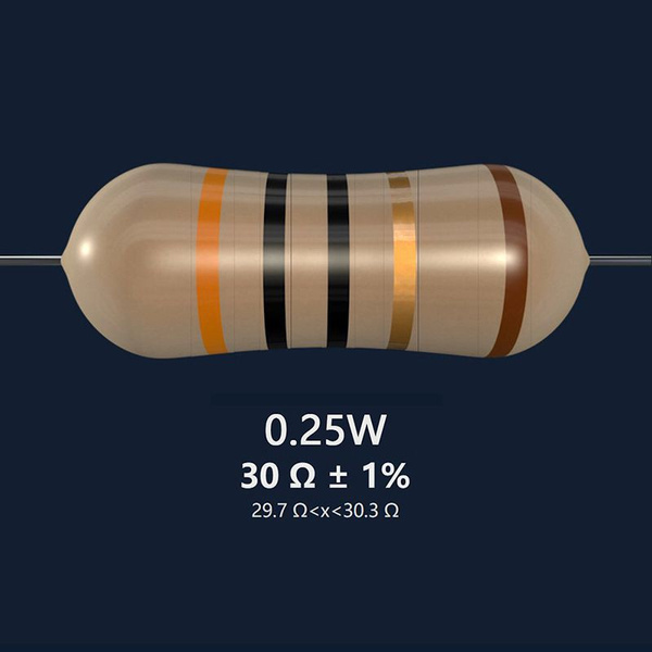 Металлопленочный резистор, номинал сопротивления 30 Ом, точность 1% ...