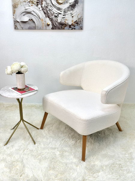 Кресло Джейн_белый меланж, 1 шт., 67х56х67 см, Микровелюр, Букле купить ...