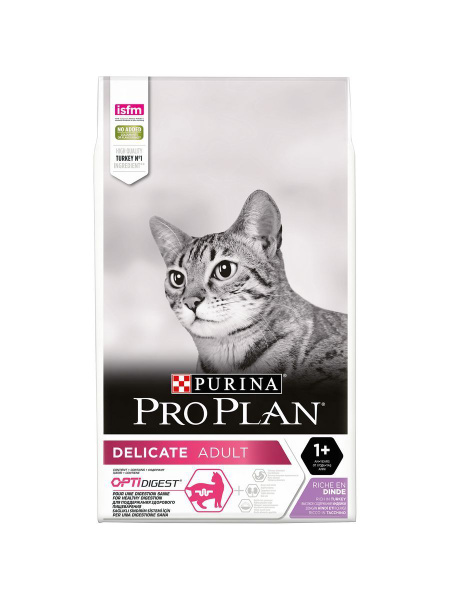 PRO PLAN Сухой корм для кошек С чувствительным пищеварением С индейкой ...