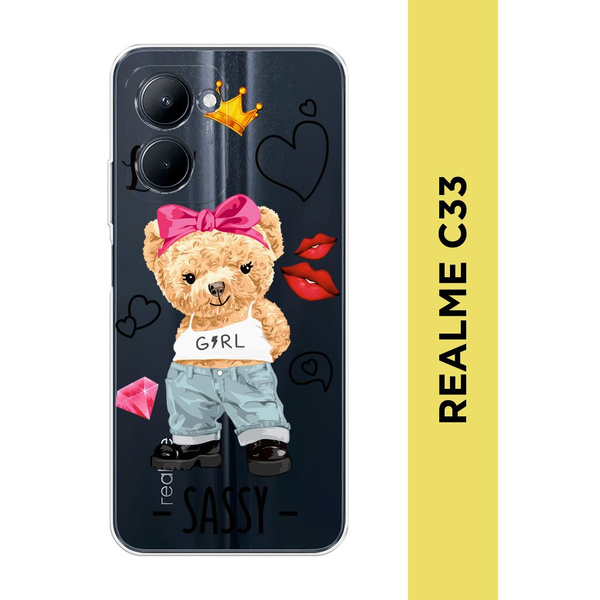 Силиконовый чехол на Realme C33 / Реалми С33 "Sugar Sassy", прозрачный ...