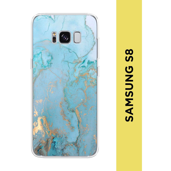 Силиконовый чехол на Samsung Galaxy S8 / Самсунг S8 "Голубой мрамор ...