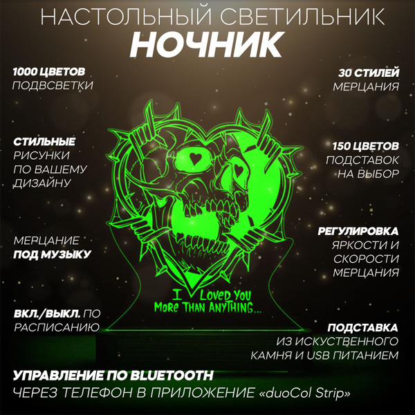 Купить VALONI Ночник 3D На подставке из дерева БУК - Я люблю больше ...