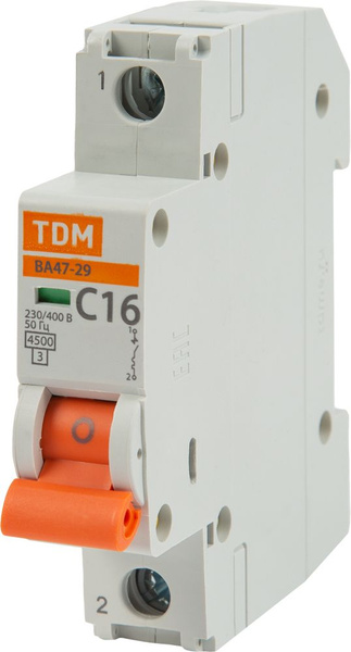 Купить Автоматический выключатель TDM Electric ВА47-29 1P C16 А 4.5 кА ...