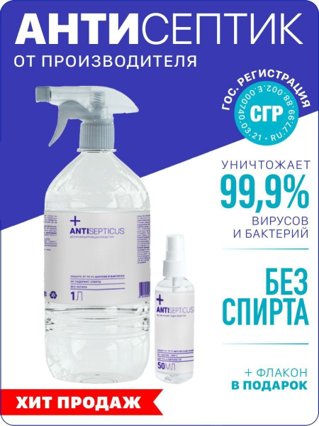 Бесспиртовой антисептик для рук ANTISEPTICUS 1 литр - купить с ...