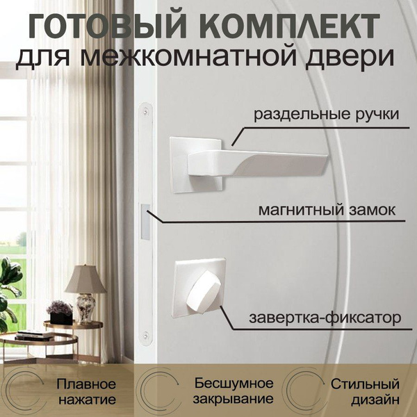 Ручка для межкомнатных дверей комплект, замок, завертка , петли ...