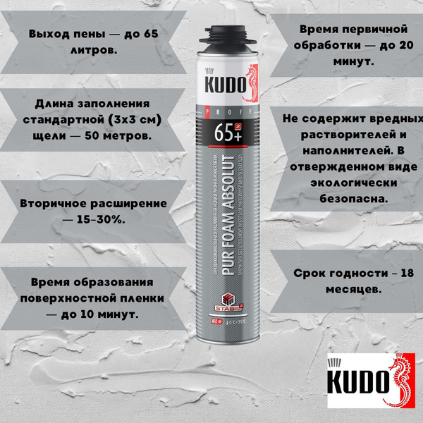 Профессиональная монтажная пена KUDO ABSOLUT PROFF 65+ Зимняя купить по ...