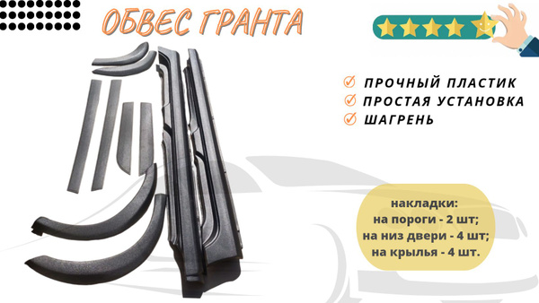 Накладки на пороги,двери и колесные арки Лада Гранта / Обвес Лада ...