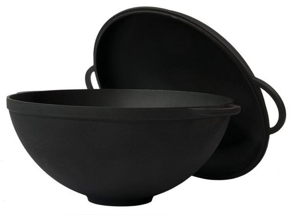 Казан Ситон WOK с крышкой-сковородой, чугун, 5.5л / посуда для газовых ...