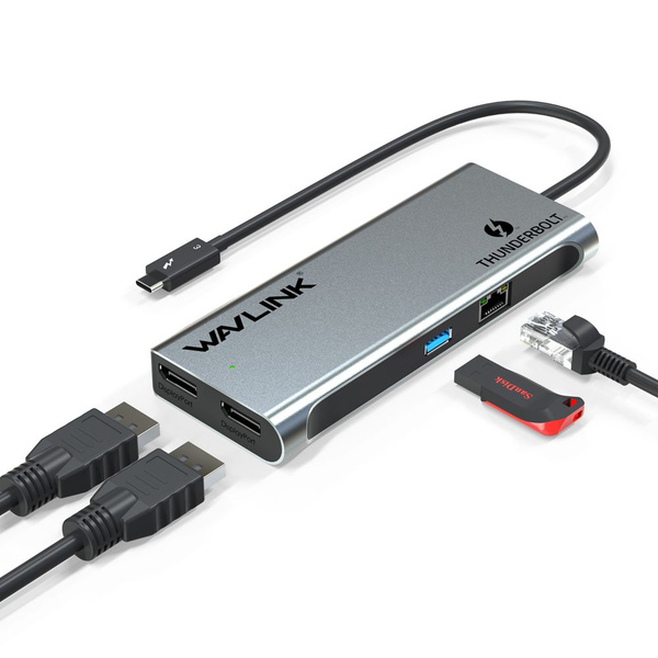 Мини-док-станция WAVLINK Thunderbolt 3 Dual 4K двойной порт отображения ...
