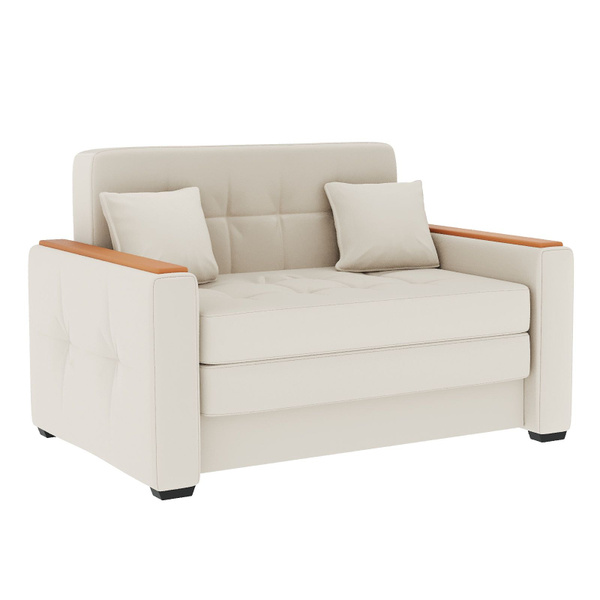 Диван-кровать Этро Вуд с накладками_бежевый велюр с накладками Орех_130 ...