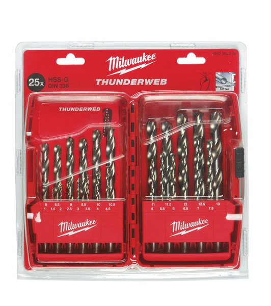 Набор сверл по металлу Milwaukee HSS-G THUNDERWEB, 25 шт (4932352376 ...