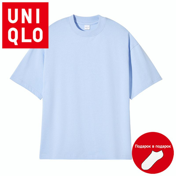 Футболка Uniqlo, размер 54, цвет светло-голубой - купить по выгодной ...