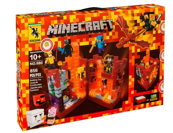 Конструктор MINECRAFT "Красная крепость" Renzaima 680, 856 деталей ...
