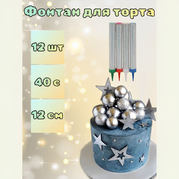 Свеча для торта бенгальская/Фонтан настольный Maxsem, длина 12 см ...