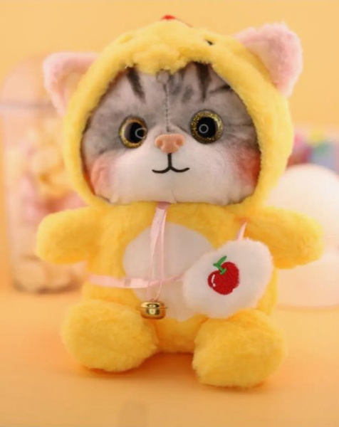 Мягкая игрушка в кигуруми, котёнок в пижаме, жёлтый. - купить с ...