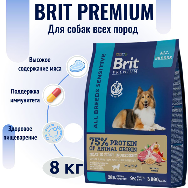 Корм сухой Brit Premium Dog Sensitive с ягненком и индейкой для собак ...