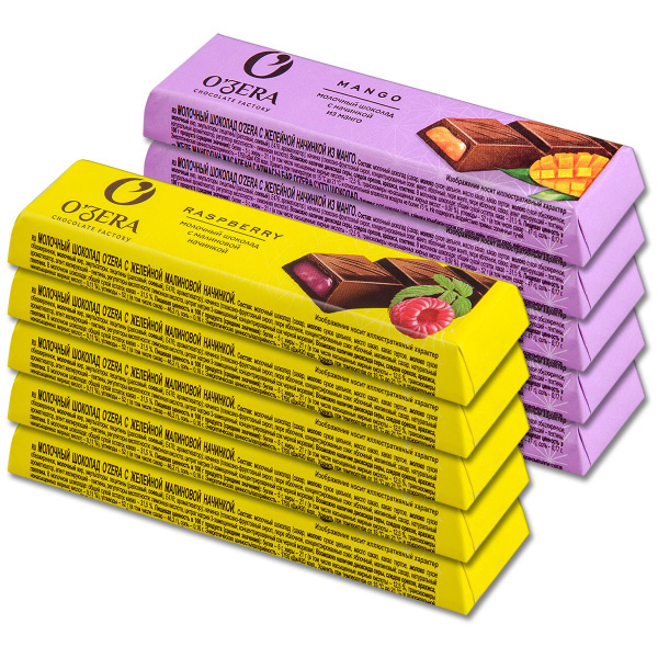 Шоколадный батончик Озера 2 вкуса: Малина, Манго, 50 г, 10 шт. - купить ...