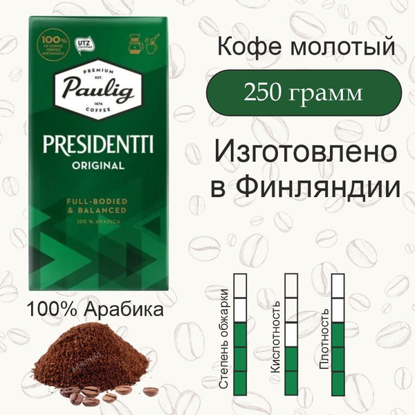 Кофе молотый Paulig Presidentti Original, 250 г. Финляндия - купить с ...