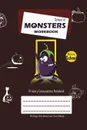 School of Monsters Workbook, A5 Size, Wide Ruled, White Paper, Primary Composition Notebook, 102 Sheets (Coffee) - Brighter Kid Books