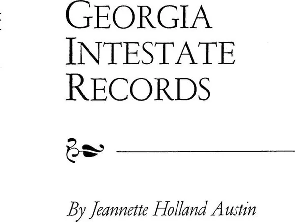 Обложка книги Georgia Intestate Records, Austin